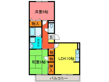 サンハイツツチタニ(2LDK/2階)の間取り写真