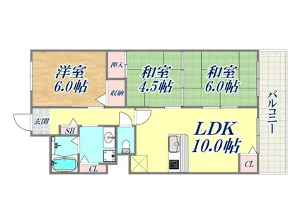 エスパシオ神戸(3LDK/9階)の間取り写真