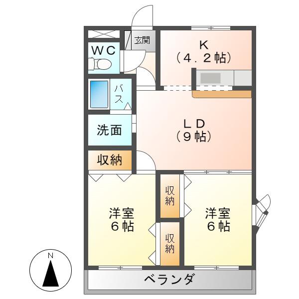 ラピュタ(2LDK/2階)の間取り写真