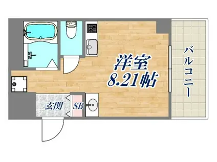 キューブ南塚口Ⅱ(ワンルーム/4階)の間取り写真