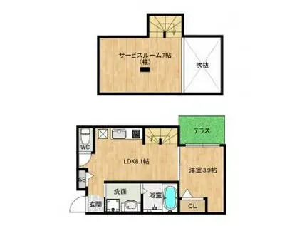 DREAMSTAGE博多南ANGELO(1SLDK/1階)の間取り写真