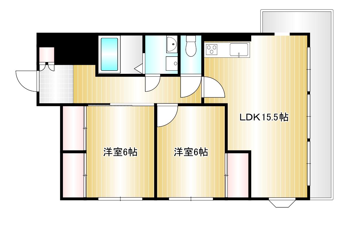 コンドミニウムおの(2LDK/3階)の間取り写真