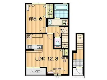 MARUN(1LDK/2階)の間取り写真