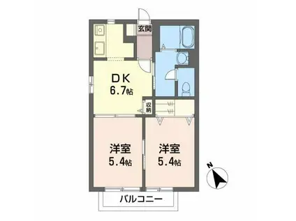 マイガーデン(2DK/2階)の間取り写真