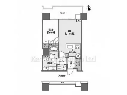 HARUMI FLAG SUN VILLAGE(1LDK/19階)の間取り写真