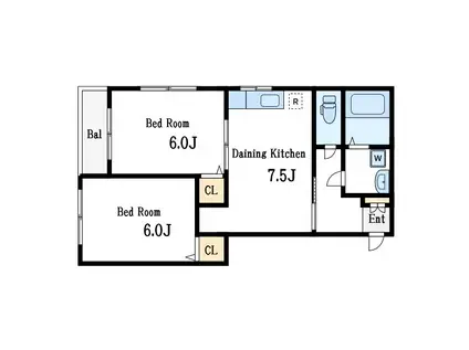 上平マンション瑞江(2DK/2階)の間取り写真