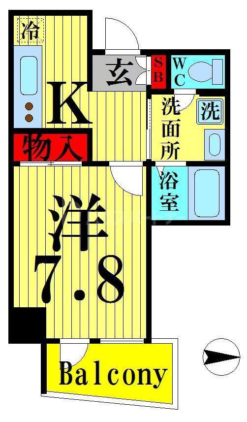 ロイヤルKJ(1K/13階)の間取り写真
