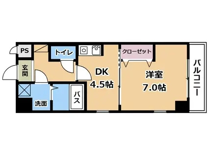 ヴェルジュ南草津(1DK/3階)の間取り写真