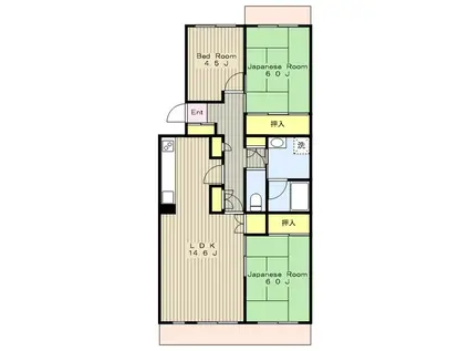 さがみ野パークハイツB棟(3LDK/1階)の間取り写真