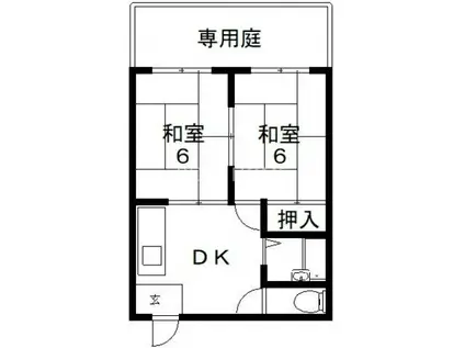 ピースハイツ長堂A棟(2DK/1階)の間取り写真