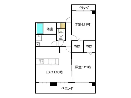 VIVI長嶺南(2LDK/2階)の間取り写真