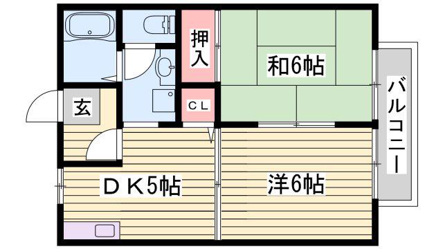 アルカンシェール(2DK/1階)の間取り写真