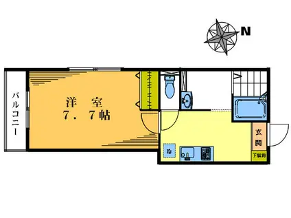 ウィステリア(1K/3階)の間取り写真