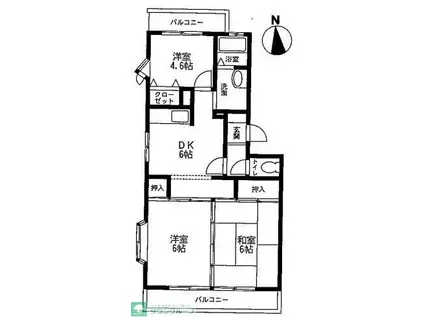 パルハイム西が岡II(3DK/3階)の間取り写真