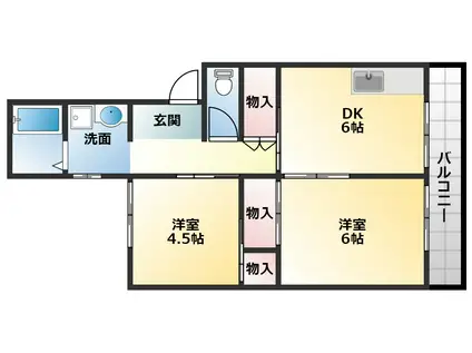 グリーンハイツ松原(2DK/4階)の間取り写真