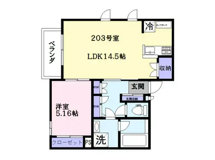 ミライエ経堂(1LDK/2階)の間取り写真