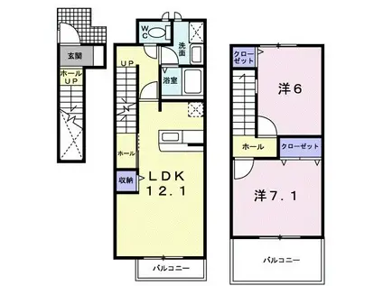 DREAMER(2LDK/2階)の間取り写真