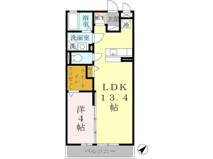 エスポワール西明石(1LDK/1階)の間取り写真