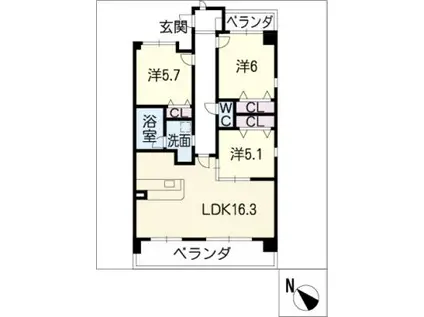 アスコットガーデン(3LDK/6階)の間取り写真