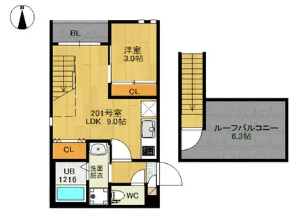 GRANDTIC22(1LDK/2階)の間取り写真
