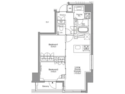 ザ・パークハビオ本所吾妻橋(2LDK/3階)の間取り写真