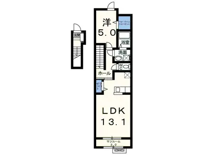 グランデ・B棟(1LDK/2階)の間取り写真