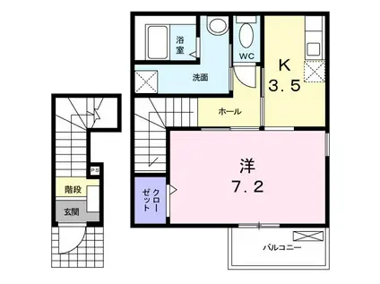 メゾン・ジェルメ(1K/2階)の間取り写真