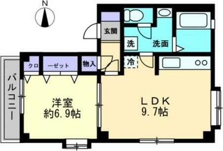 サングランディーN(1LDK/2階)の間取り写真