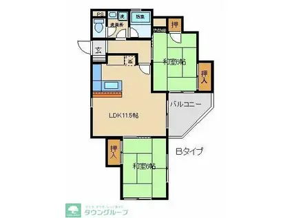 シオン桜木(2LDK/1階)の間取り写真