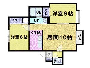 アペルト・ドゥエ(2LDK/1階)の間取り写真