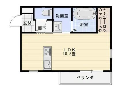 西町75番館(ワンルーム/1階)の間取り写真