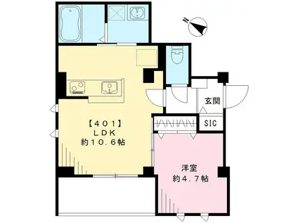 グレース南烏山3丁目(1LDK/4階)の間取り写真