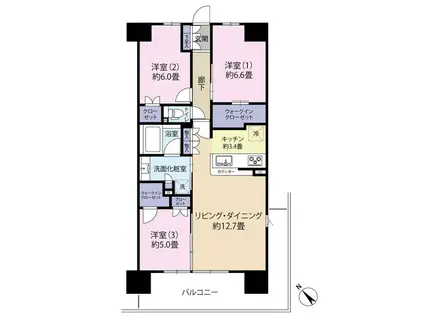 クラッシィハウス京都六地蔵 ゲートタワー(3LDK/17階)の間取り写真