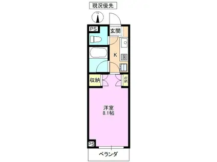 グリーンコート(1K/2階)の間取り写真