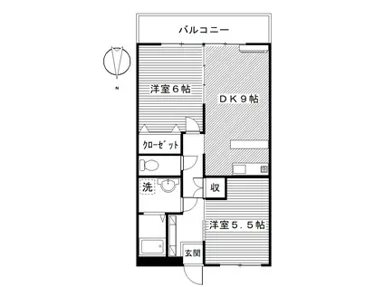 パークサイド篠崎(2DK/2階)の間取り写真