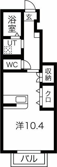 A.COURT(ワンルーム/1階)の間取り写真