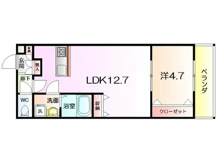 TKアンバーコート浜寺III(1LDK/1階)の間取り写真