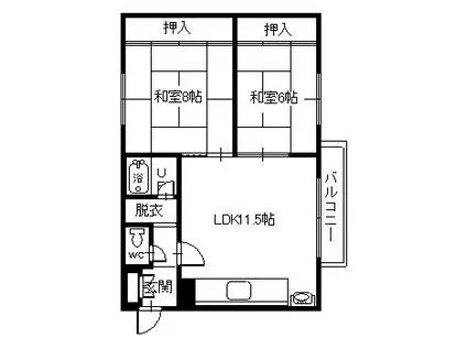 ポポラーレ緑道(2LDK/5階)の間取り写真