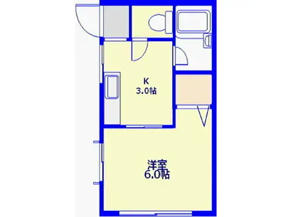 織茂ハイツ(1K/2階)の間取り写真