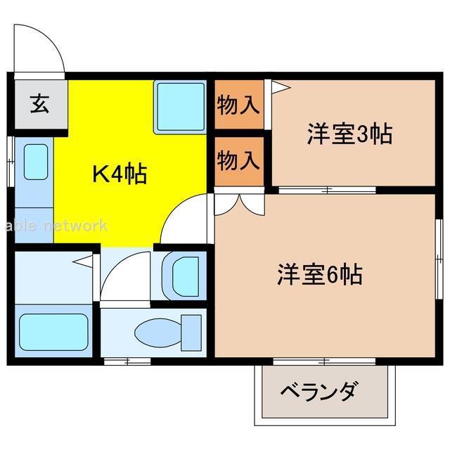 アンヴェルジュ(2K/2階)の間取り写真