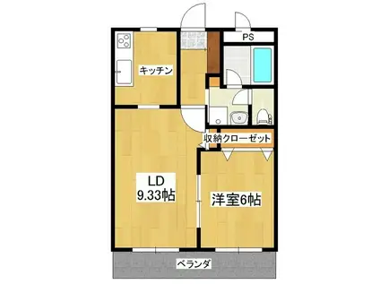 メゾンブランシェ(1LDK/2階)の間取り写真