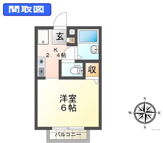 ベルエポック北龍野(1K/1階)の間取り写真
