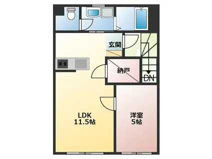 大手ビルA棟(1LDK/2階)の間取り写真