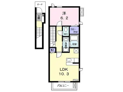 ミネルバ(1LDK/2階)の間取り写真