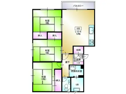 ペニンシュラ(3LDK/2階)の間取り写真