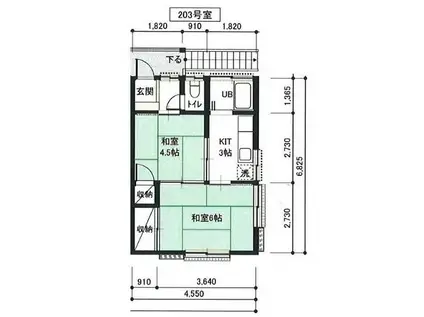 ハイツ・戸上(2K/2階)の間取り写真