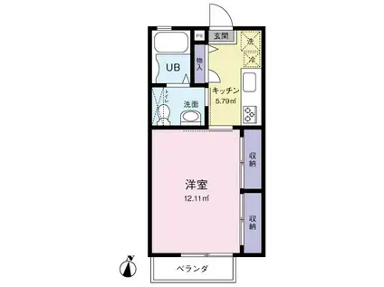 サンハイツ横渚(1K/2階)の間取り写真