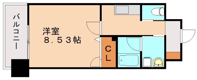 ラフィーネ到津学園通(1K/8階)の間取り写真