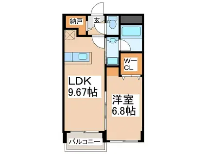 ヴァンボヌール(1LDK/3階)の間取り写真