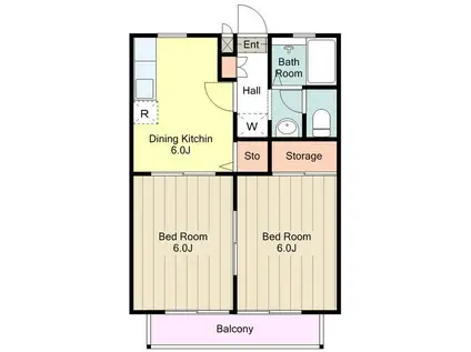 ヴィレッジM(2DK/1階)の間取り写真
